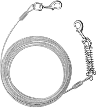 EXPAWLORER Dog Tie Out Cable for Dogs - 20 Feet Dog Lead for Yard, Dog Run Cable, Heavy Duty Up to 125lbs Dog Leash, Dog Chains Outside for Medium Large Dog