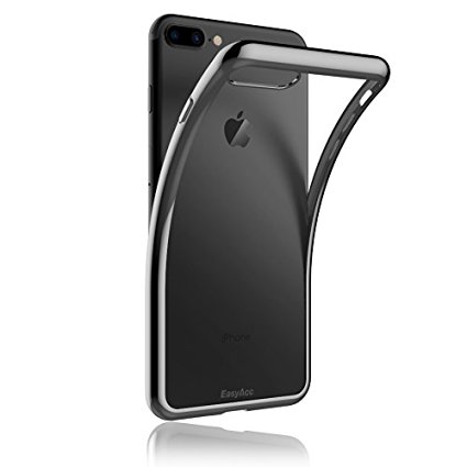 Apple iPhone 7 Plus Clear Case, EasyAcc Apple iPhone 7 Plus Soft TPU Case Crystal Transparent Slim Anti Slip Case Back Protector Cover Shockproof Transparent - Grey