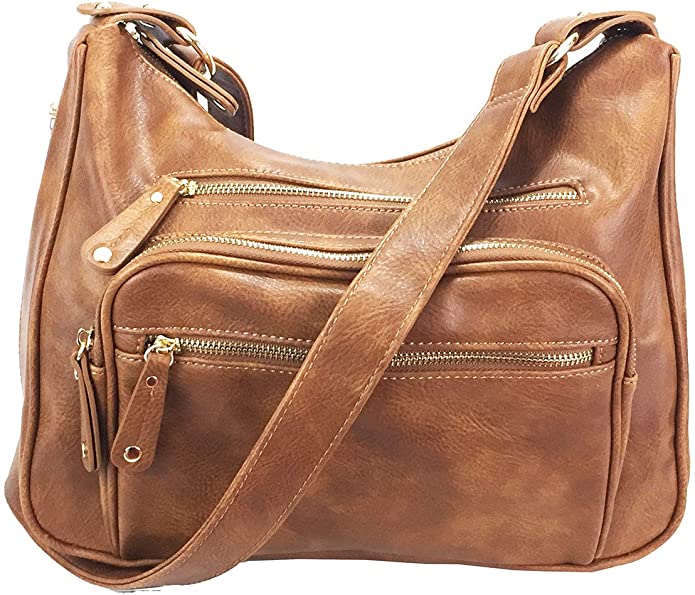 Zzfab Fashion Locking Concealed Carry Big Hobo Bag CCW Cross Body Bag with Credit Card Slots