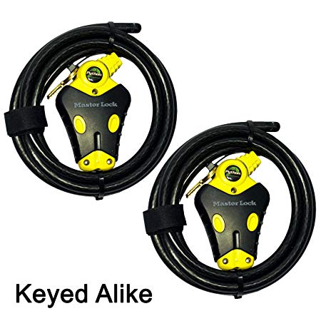 Master Lock - Two 6 ft Python Adjustable Cable Locks Keyed Alike, 8413KACBL-66