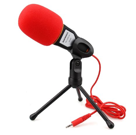 Professional Condenser Sound Microphone With Stand for PC Laptop Skype Recording Black