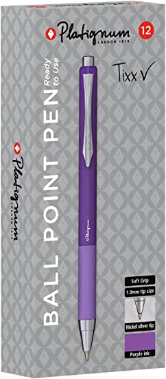 Platignum Tixx Purple Ballpoint Pen [Pack of 12] 600 m Writing Length [Ref: 50494]