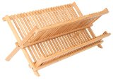 DN Racks 2-Tier Bamboo Dish Drying Rack Best folding dry rack for dishes baby bottle parts small tableware and more large enough for dinner plates yet compact for setting next to kitchen sink