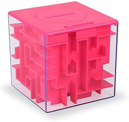 ThinkMax Money Maze Puzzle Box, Perfect Puzzle Money Holder and Brain Teasers for Kids and Adults (Pink)