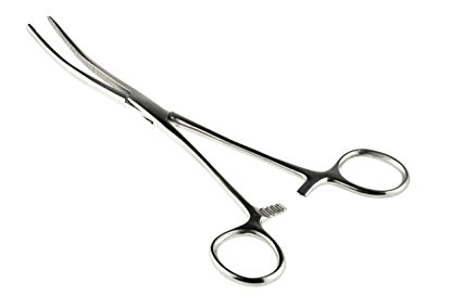 SE 681FC 8" Self Locking Curved Forceps, Stainless Steel