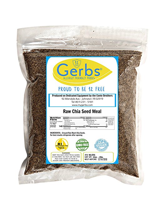 Ground Chia Seed Meal, 1 LB Bag - Food Allergy Safe & Non GMO -Vegan & Kosher - Full Oil Content Protein Powder