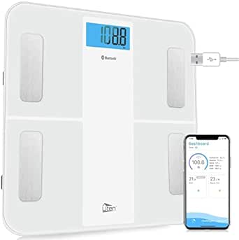 Digital Personenwaage Körperfettwaage Uten Bluetooth Körperwaage Digitale Körperanalysewaage mit APP Körperanalysegerät Waage 180kg 400lb