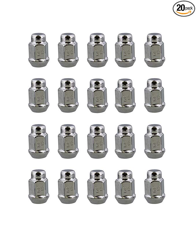 ABN Wheel Lug Nuts 20-Pack, M12 x 1.5 Chrome Lug Nuts JDM – 1.4” Inch Tall, 3/4” 19mm Hex Wheel Lugs – Acorn Cone Nut