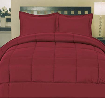 Sweet Home Collection White Goose Down Alternative Comforter, Queen, Burgundy