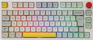 EPOMAKER Theory TH80 PRO 75% ISO(UK) Hot Swap RGB 2.4Ghz/Bluetooth 5.0/Wired Mechanical Keyboard with MDA PBT Keycaps, 4000mah Battery, Knob Control for WIN/Mac/PS4/PS5/Xbox (Gateron Pro Yellow)