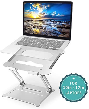 Laptop Stand Adjustable and Portable Laptop Holder Ergonomic Aluminum Notebook Computer Support with Heat-Vent for Desk Compatible with MacBook Air Pro, Dell, HP, Thinkpad