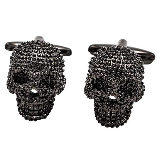 BXLE Cool 3D Gothic Skull Cuff-Links, Mens Unique Skeleton Cufflinks for Young Men Theme Party, Great Fashion Gift for Men's Accesorries