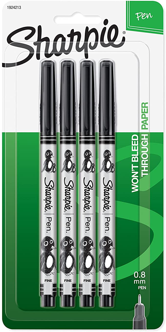 Sharpie Wraps Pen, Fine Point, 4-Pack, Black (1924213)