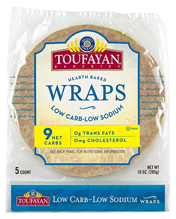 Toufayan Bakeries Low Carb/Low Sodium Wrap, Large 9-inch Burrito Size, 5 wraps
