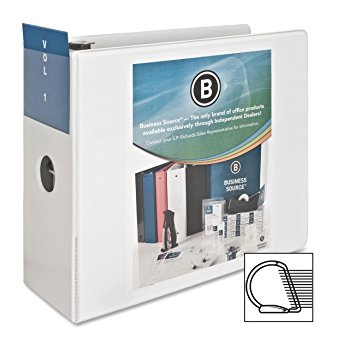 Business Source 5-Inch Slant Ring View Binder - White
