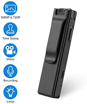 BOBLOV 1080P Mini Body Cameras with Audio Wearable Video Recorder Back Clip Easy to Operate for Teaching/Tour/Lecture/Interview/Baby Monitor Record (without 32G Card)