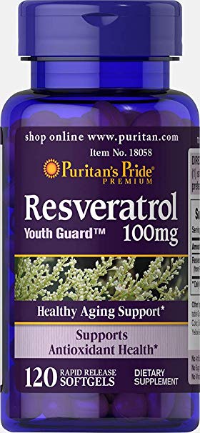 2 Pack: Puritan's Pride Resveratrol 100MG 120 Softgels(240 Total)