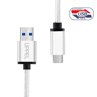 UPPEL USB 3.1 Type C to USB 3.0 A Male Cable Nylon Braided Higher Speed Charging and data transferring Reversible for Smart phone and Other Type-C Devices (Silver)