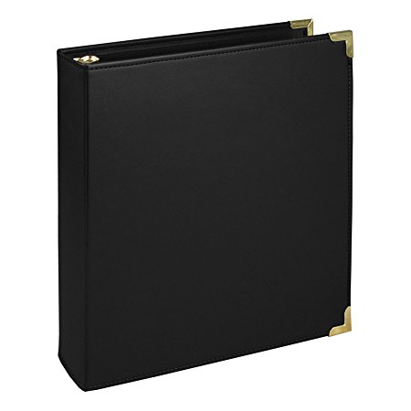 Samsill Classic Collection Executive Presentation 3 Ring Binder, 1.5 Inch Brass Round Ring (Holds 350 Sheets), Black