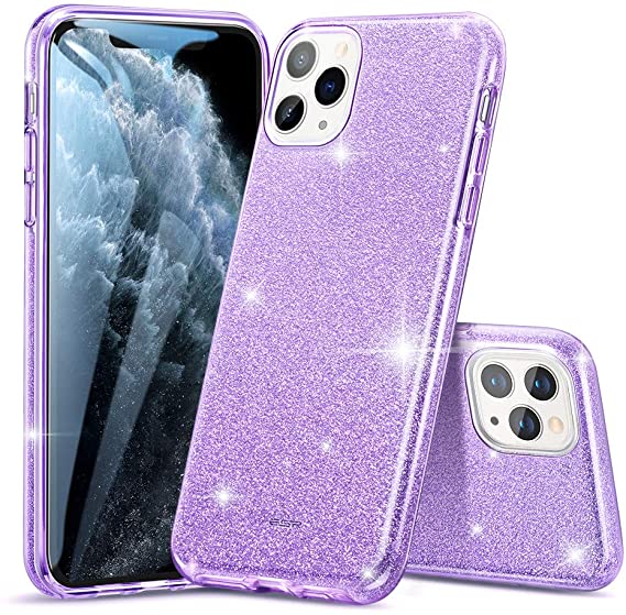 ESR Glitter Case Compatible for iPhone 11 Pro Max Case, Glitter Sparkle Bling Case [Three Layer] for Women [Supports Wireless Charging] for iPhone 11 Pro Max (2019 Release), Purple