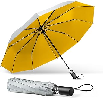 TechRise Large Windproof Umbrella, Wind Resistant Compact Travel Folding Umbrellas, Ladies Auto Open Close Strong Wind Proof Rain Proof with 10 Ribs golf umbrella collapsible for Men Women