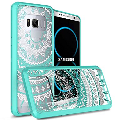 CoverON ClearGuard Series Galaxy S8 Clear Case, Premium Build Slim Fit Protective Phone Cover [Hard Polycarbonate Back with TPU Rubber Bumpers] - Teal Mandala Design on Clear