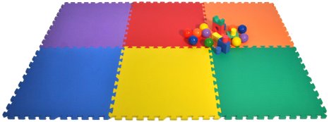 Wonder Mat 6 Piece Non-Toxic Non-Recycled Extra Thick Rainbow Playmats, Red/Orange/Yellow/Green/Blue/Purple, 24" x 24" x 9/16"