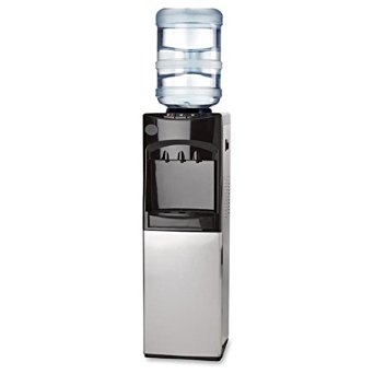 Genuine Joe GJO22552 Cabinet Freestanding Water Cooler, Stainless Steel, 185 degrees F Heating to 32 degrees F Cooling, 13" Length x 12.5" Width x 39.4" Height, 20 L Capacity, Black