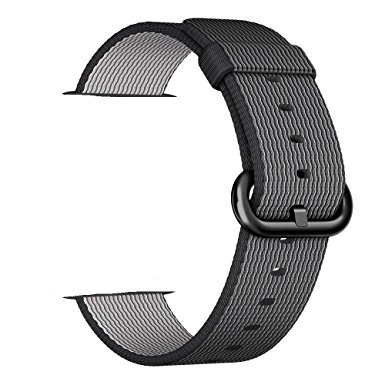 Smart Watch Band, Uitee Woven Nylon Band for Apple Watch 38mm Series 1 & 2, Uniquely and Artistically Designed Replacement Strap for iWatch, Best Comfortably Light With Fabric-Like Feel (Black)