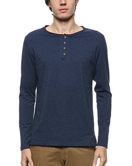 BYLUNTA Men's Slim Fit 100% Cotton Long Sleeve Outdoor Henley T-Shirt