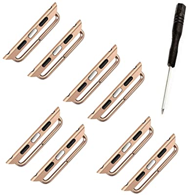 4 Pack Watch Band Connector Kit Watch Strap with Replacement Tool Compatible with Watch Adapter 38mm 40mm (Rose Gold)