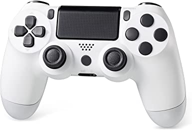Powerextra PS-4 Controller Wireless Gamepad with Audio, Double shock, High-precisive D-pad and 360° Flexible Joystick Function for Pllay-station 4, Plastation 4 Pro（White）