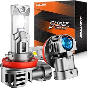 SEALIGHT 2024 Newest H11/H9/H16 Bulbs, 20000LM 6500K Cool White H8 Fog Light Bulbs, 1:1 Mini Size, Powersports Accessory Lights or Fog Light with Fan, 3 Mins Plug-N-Play, Pack of 2