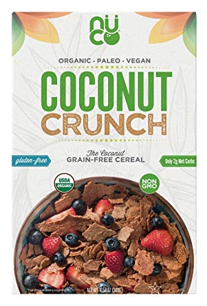 NUCO Certified ORGANIC Paleo Gluten Free Coconut Crunch Cereal, 1 Box, 10.58 OZ
