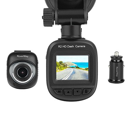 Dash Cam, RoverWay R2 Mini DVR Driving Recorder Car Camera with G-sensor, Wide Angle[1920X1080P], Loop Recording, Motion Detection, Parking Monitor with Retail Package