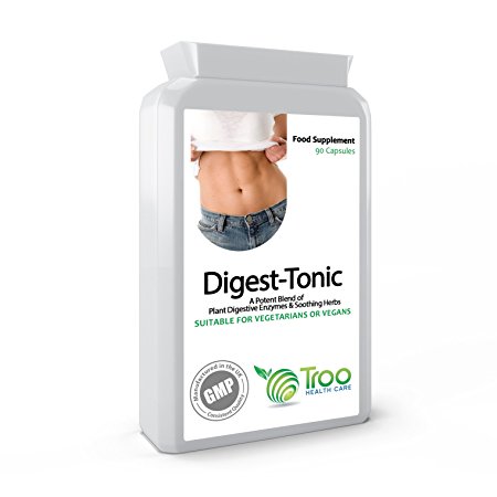 Digest-Tonic Digestive Enzymes 90 Capsules - Broad Spectrum Plant Derived Digestive Enzymes Including Betaine HCL, Bromelaine, Papaine, Protease, Amylase, Lipase and More
