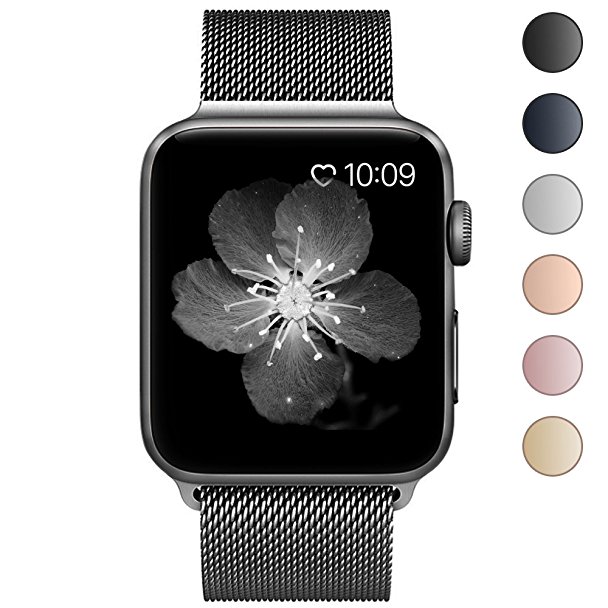 Lelong Apple Watch Band 38mm 42mm,Milanese Loop Fully Magnetic Clasp Stainless Steel Mesh iWatch Band for Apple Watch Series 3 Series 2 Series 1 Sport & Edition