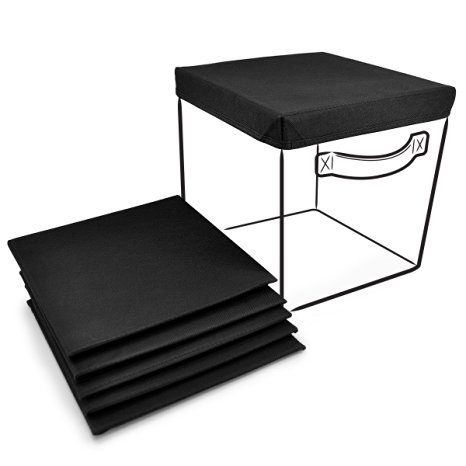 Sorbus® Foldable Storage Cube Basket Bin Covers (6 Pack) (Black)