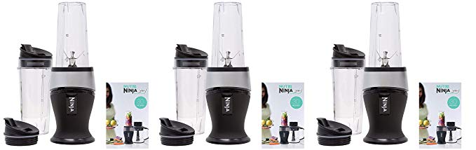 Ninja Personal Blender for Shakes, Smoothies, Food Prep, and Frozen Blending with 700-Watt Base and (2) 16-Ounce Cups with Spout Lids (QB3001SS) (Thrее Расk)
