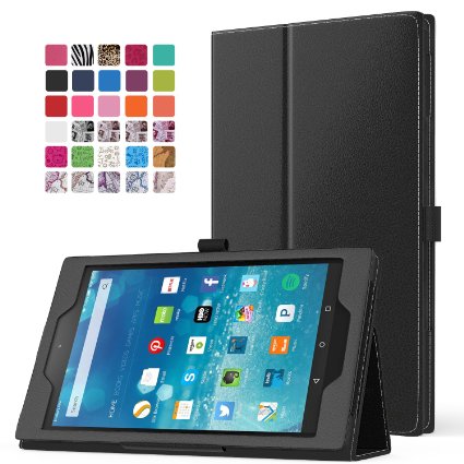 MoKo Fire HD 8 2015 Case - Slim Folding Cover with Auto Wake  Sleep for Amazon Kindle Fire HD 8 Inch Display Tablet 2015 Release Only BLACK