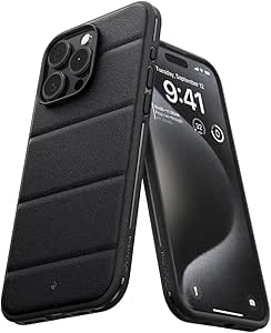 Caseology Athlex per iPhone 15 Pro Cover [Texture in Grès] [Military Grade Drop Protection] con Motivi di Presa Laterale Cover iPhone 15 Pro - Active Black