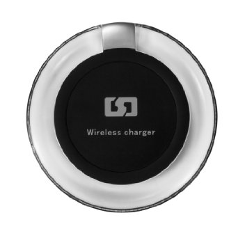Cshidworld Qi Wireless Charger Portable Crystal Round With Anti-Slip Pad For Samsung S7/S7 edge/S6/S6 edge/S6 edge plus/S6 active/Note 5/Google Nexus 4/5/6/7 (Black)