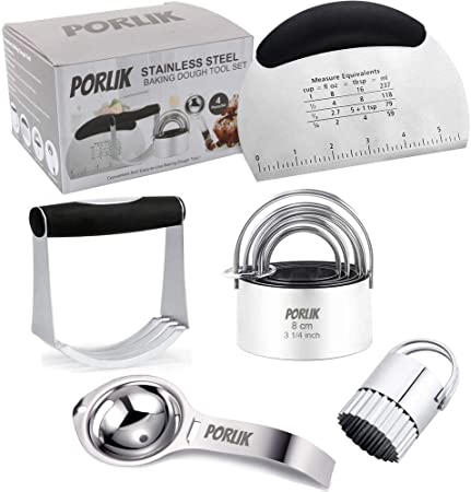 Pastry Cutter Set, Stainless Steel Pastry Scraper, Egg Separator, Dough Blender & Biscuit Cutter Set (4 Pieces/ Set),Professional Baking Dough Tools for Bread Cookie Doughnut Pizza, Gift Package
