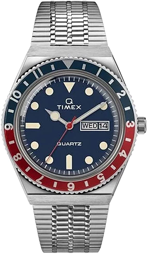 Timex 38 mm Q Timex Reissue Stainless Steel Case Blue Dial Stainless Steel Bracelet