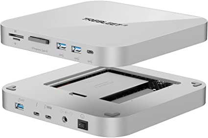 Super Thunderbolt 3 Dock for Mac Studio&Mac Mini, Dock Station with NVMe/SATA Slot(Up to 2800Mbps),4X USB 3.1 Port(10Gbps) , CFexpress/TF/SD Card Readers,Support Daisy Chain (up to 5 Unit) (Silver)