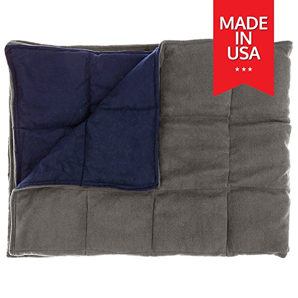 Premium Weighted Blanket for Kids By InYard - 5 lbs - Grey Navy Blue - Suitable for a Child Between 30-40 lb