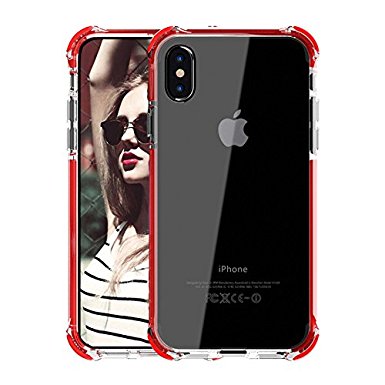 iPhone X Case,[Crystal Clear] [Air Cushion] Slim Protective Scratch Resistant Shock Absorption Bumper Soft TPU PC Case With Support Wireless Charging for Apple iPhone X/iPhone 10.