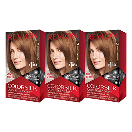 Revlon ColorSilk Hair Color 54 Light Golden Brown 1 Each ( Pack of 3)