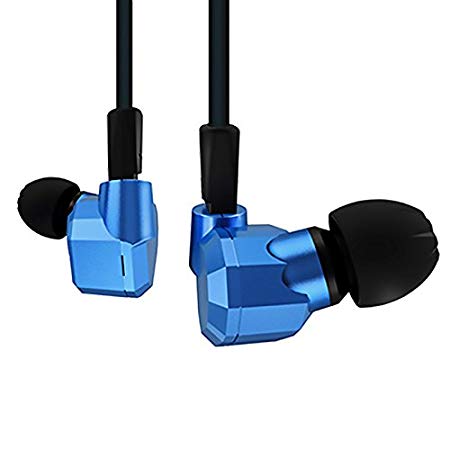 Quad Driver Headphones, KZ ZS5 2DD 2BA Hybrid In Ear headset HiFi DJ Monitor Extra Bass With Detachable Cable Noise Canceling Earbuds (Blue without Microphone)