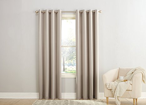 Sun Zero Barrow Energy Efficient Grommet Curtain Panel, 54 x 84 Inch, Stone Beige